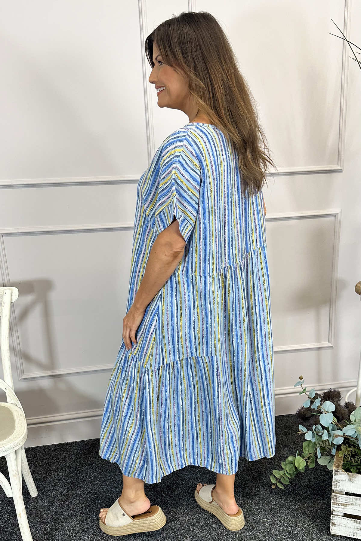 Romia Stripe Dress Powder Blue