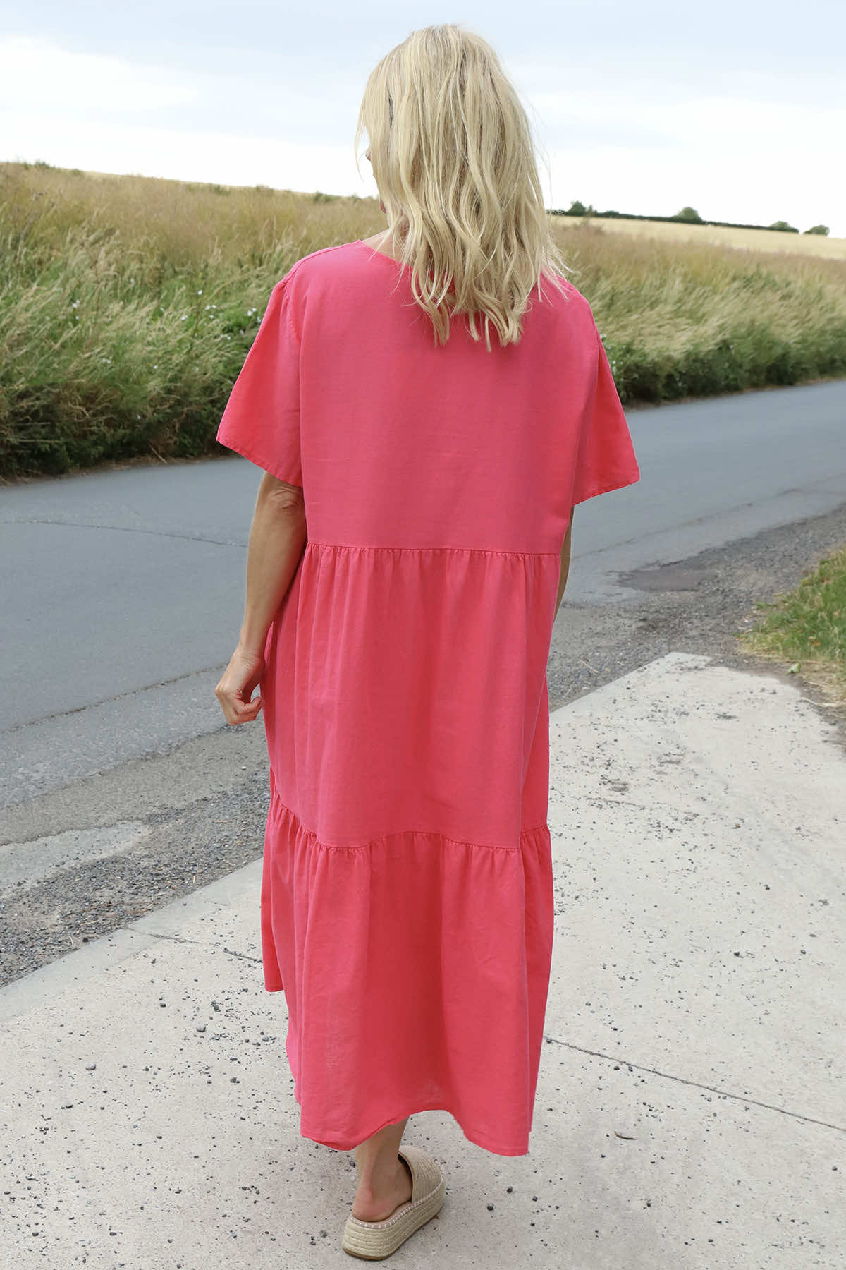 Nova Linen Dress Fuchsia
