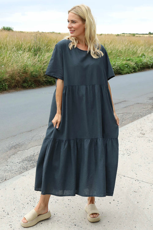 Nova Linen Dress Charcoal - Image 1