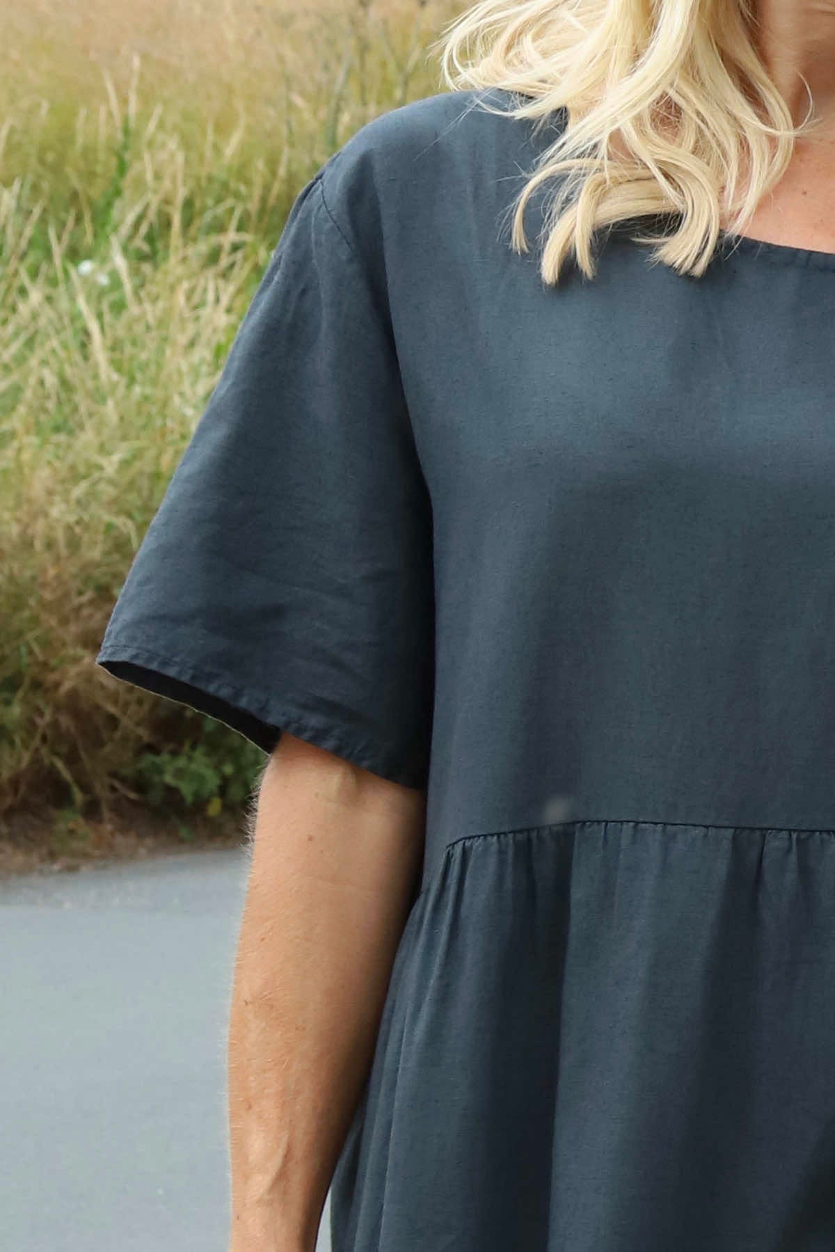 Nova Linen Dress Charcoal