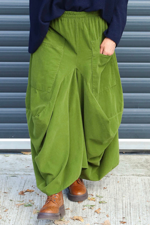 Orla Needlecord Parachute Skirt Olive - Image 2