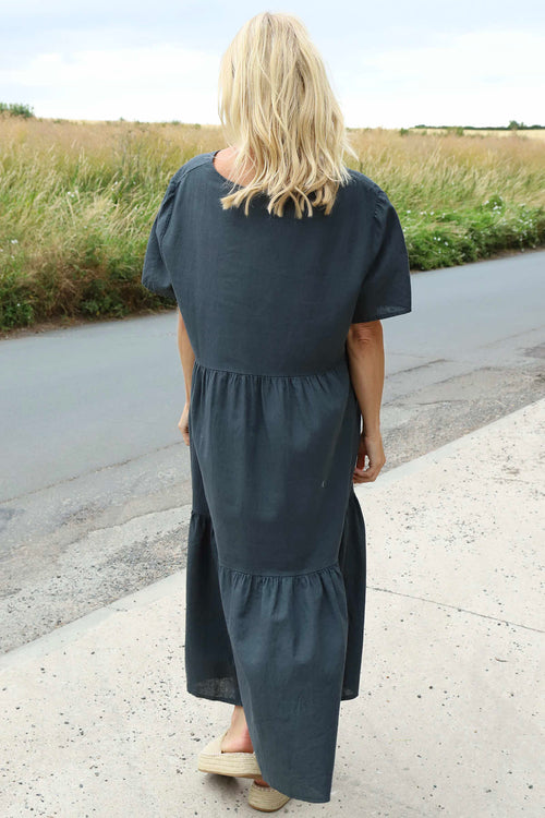 Nova Linen Dress Charcoal - Image 4