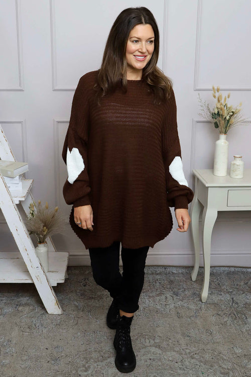 Magdalena Heart Sleeve Knitted Jumper Cocoa