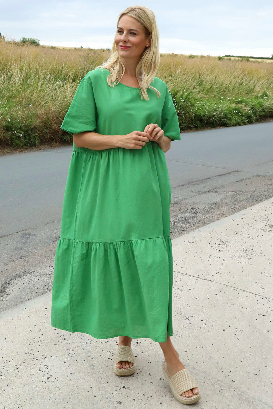 Nova Linen Dress Emerald