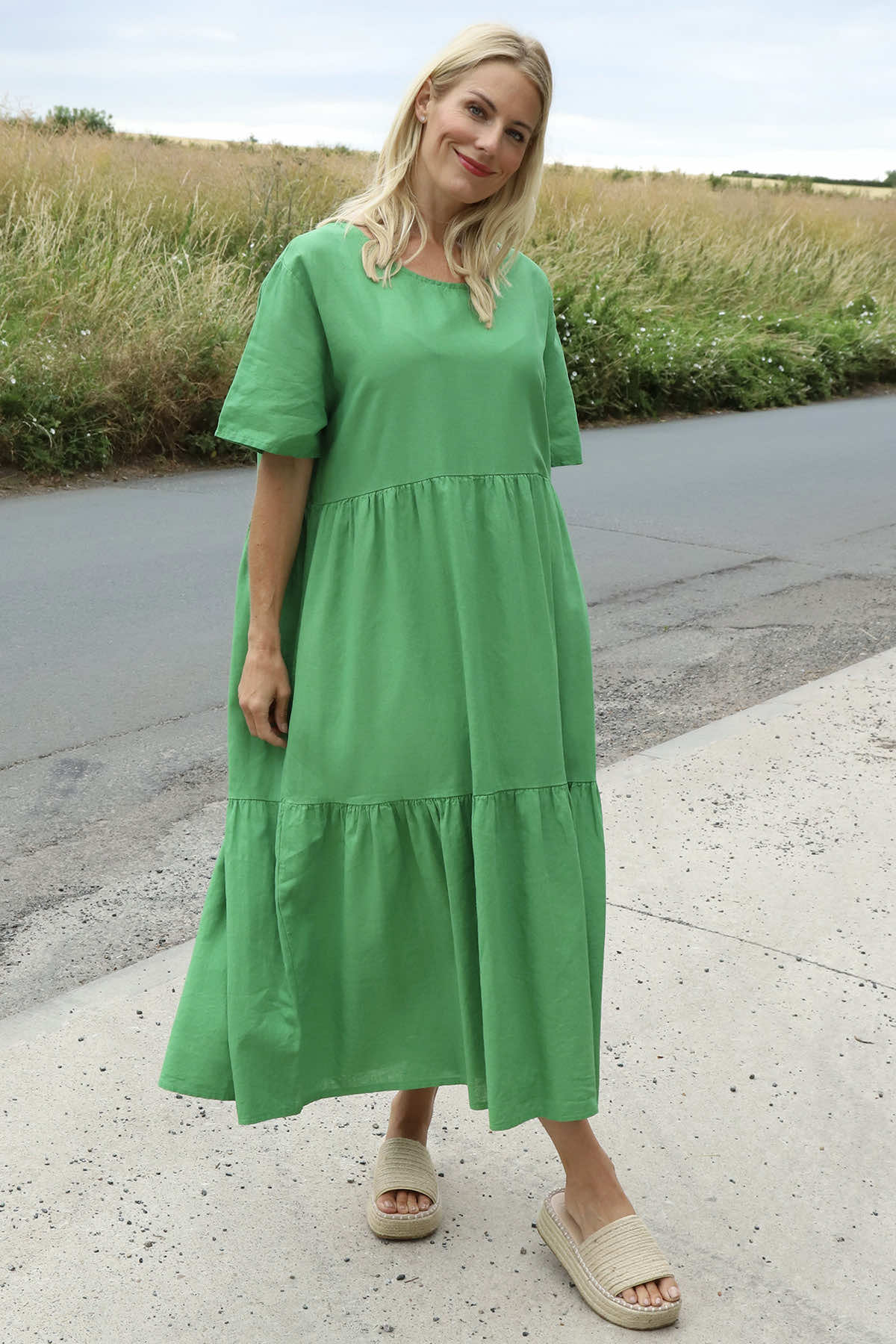 Nova Linen Dress Emerald