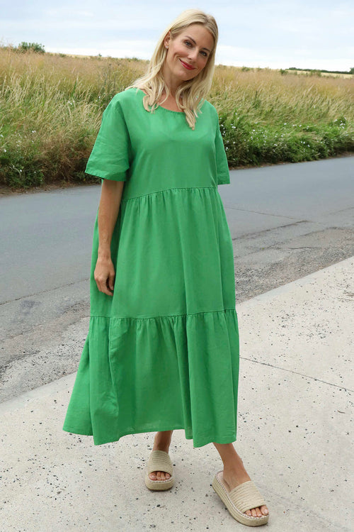 Nova Linen Dress Emerald - Image 2