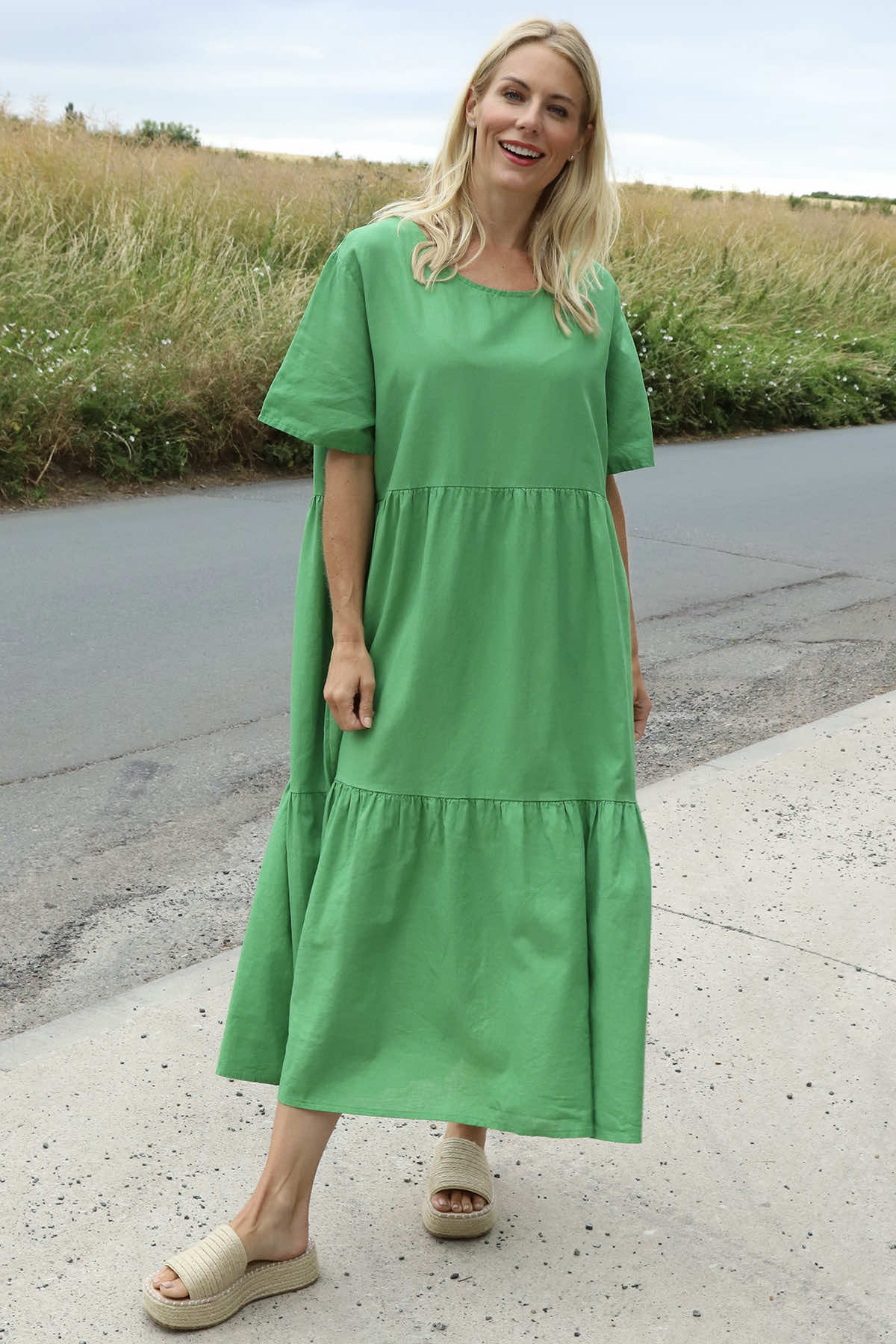 Nova Linen Dress Emerald