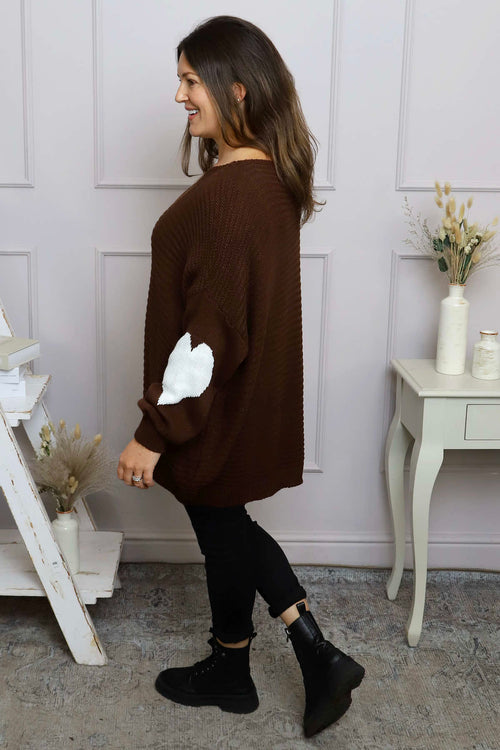 Magdalena Heart Sleeve Knitted Jumper Cocoa - Image 4