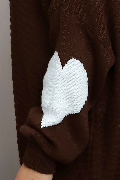 Magdalena Heart Sleeve Knitted Jumper Cocoa - Image 3