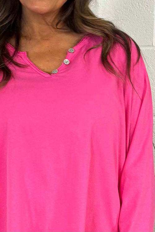 Briella V-Neck Cotton Top Fuchsia - Image 3