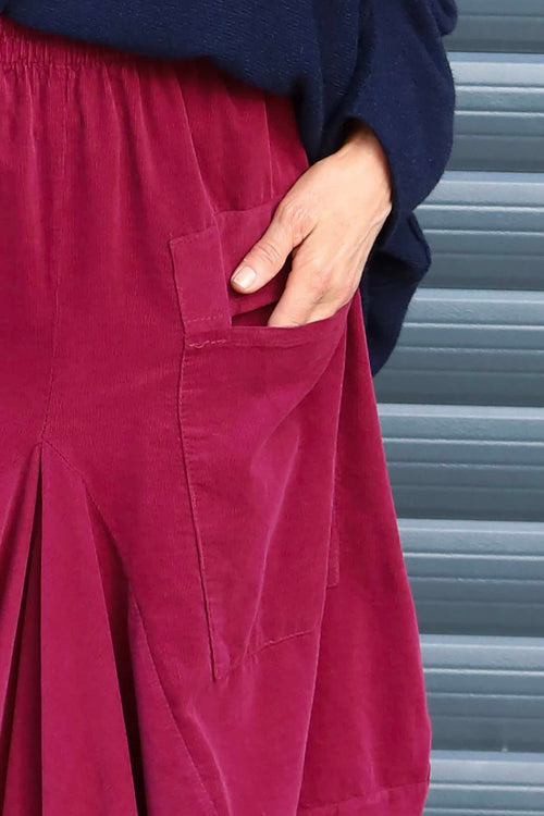 Orla Needlecord Parachute Skirt Burgundy - Image 3