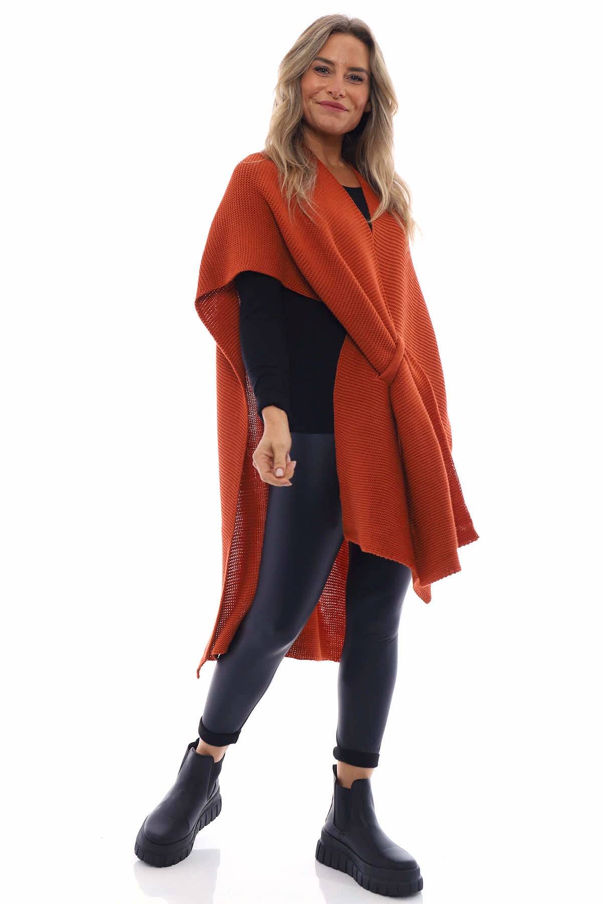 Eilidh-Rose Knitted Cape Burnt Orange