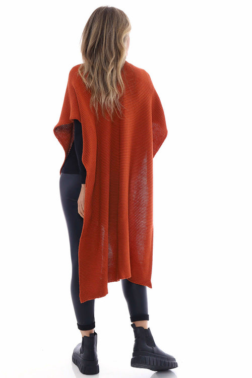 Eilidh-Rose Knitted Cape Burnt Orange - Image 4