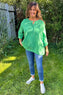 Nicole Tie Neck Cotton Top Green