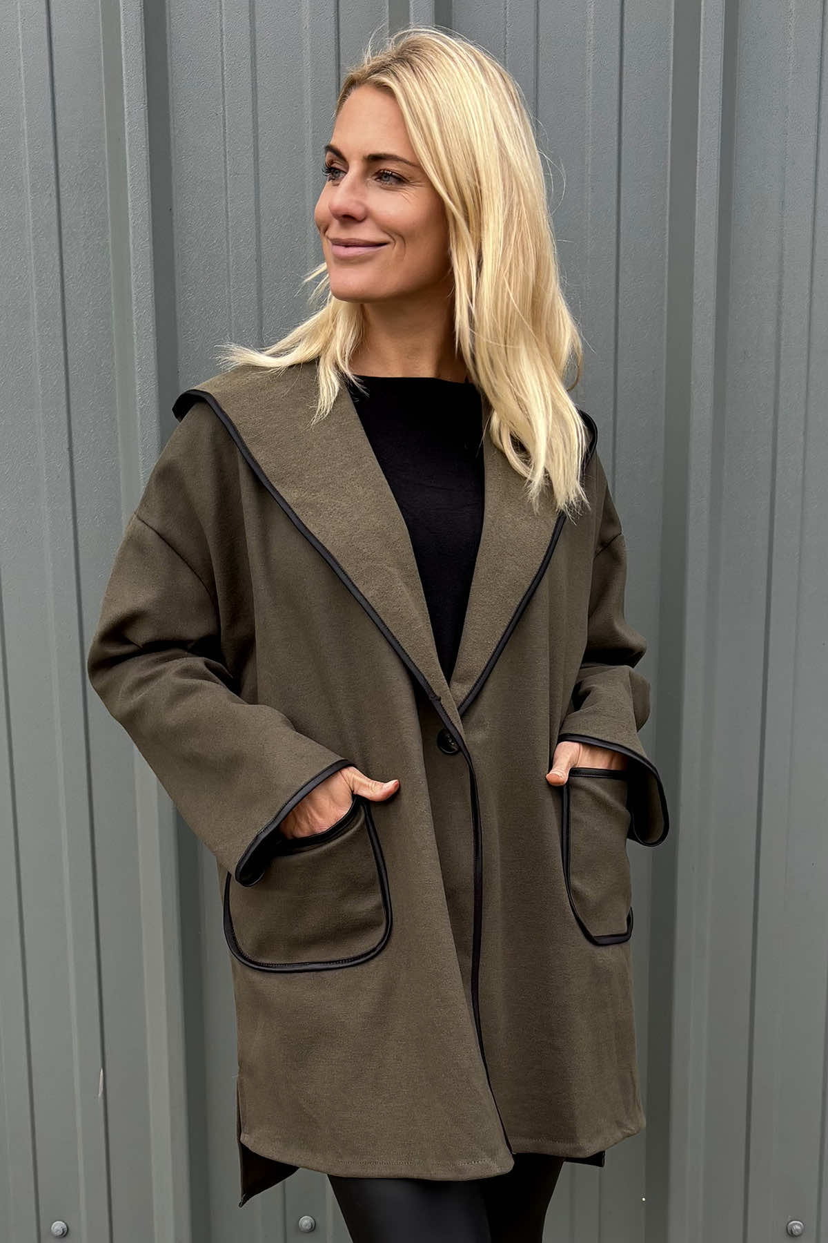 Dakota Trim Coat Khaki