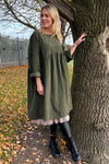 Joanna Needlecord Dress Khaki