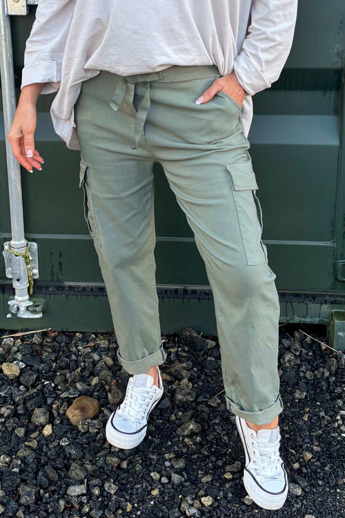 Calista Pocket Trousers Khaki - Image 2