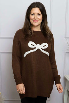 Melinda Bow Knitted Jumper Cocoa