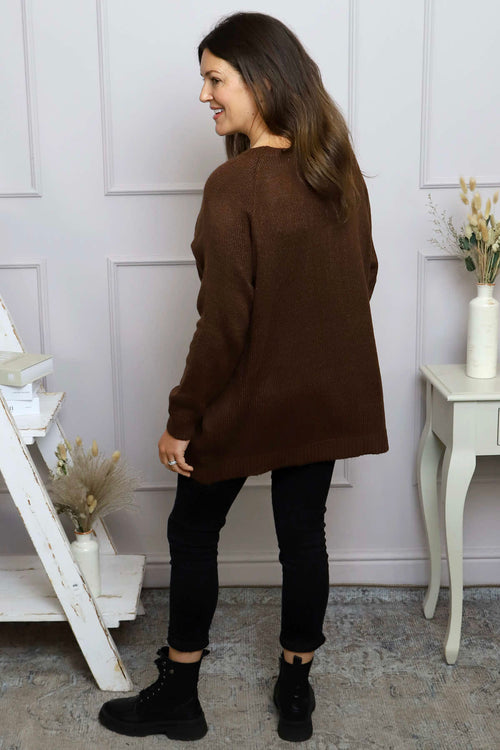 Melinda Bow Knitted Jumper Cocoa - Image 4