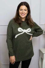 Melinda Bow Knitted Jumper Khaki Khaki - Melinda Bow Knitted Jumper Khaki