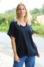 Vera Pocket Linen Top Black