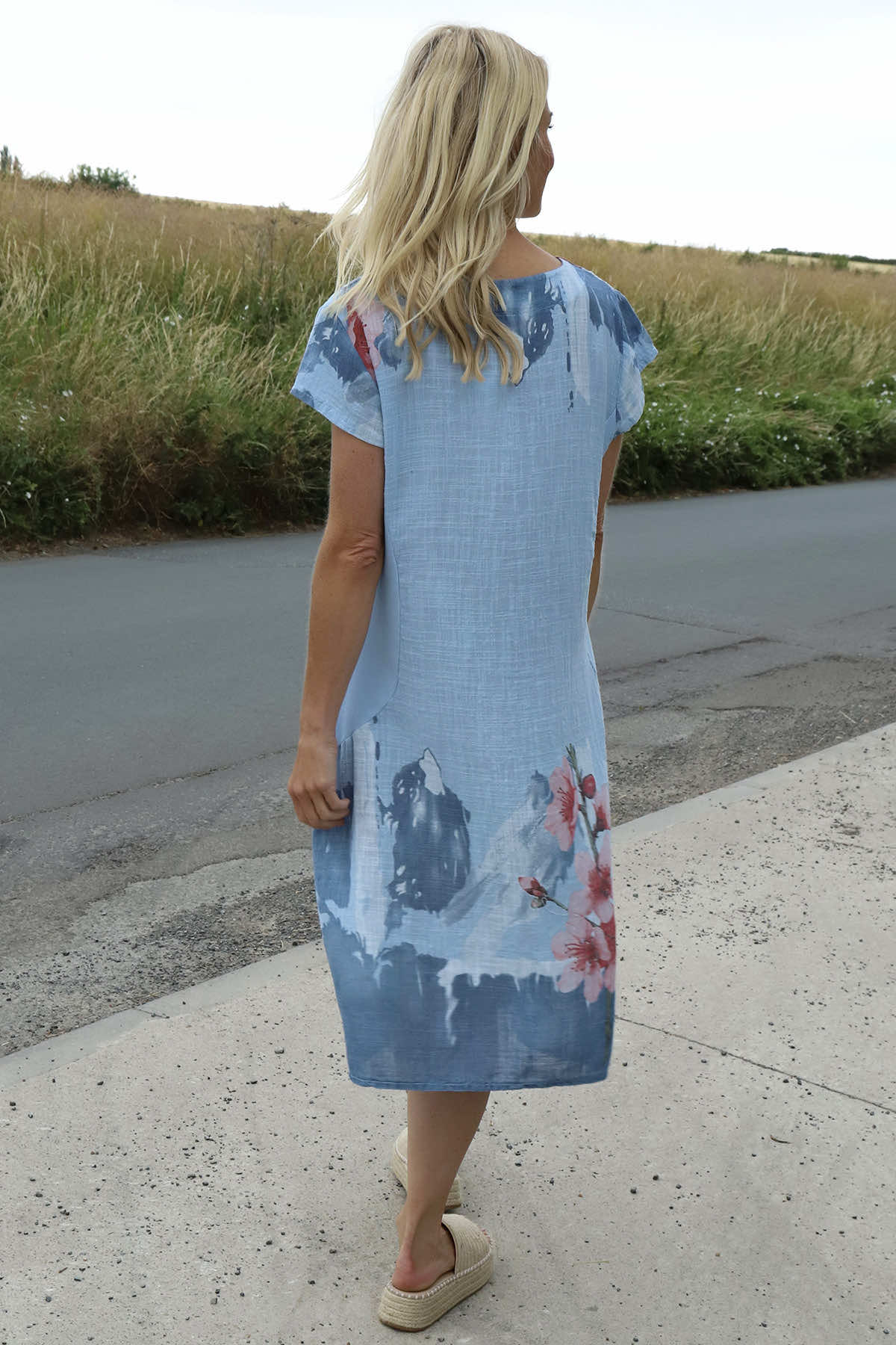 Mabel Floral Cap Sleeve Cotton Dress Light Blue