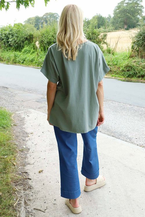 Vera Pocket Linen Top Khaki - Image 4