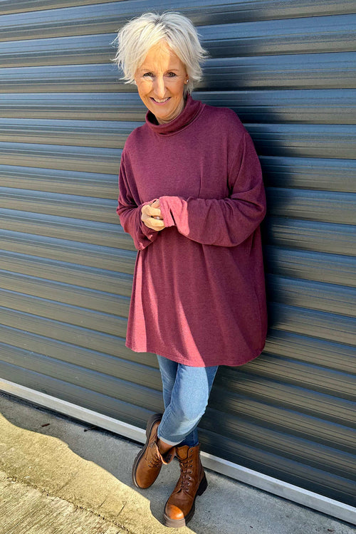 Lillian Polo Neck Jumper Wine - Image 1