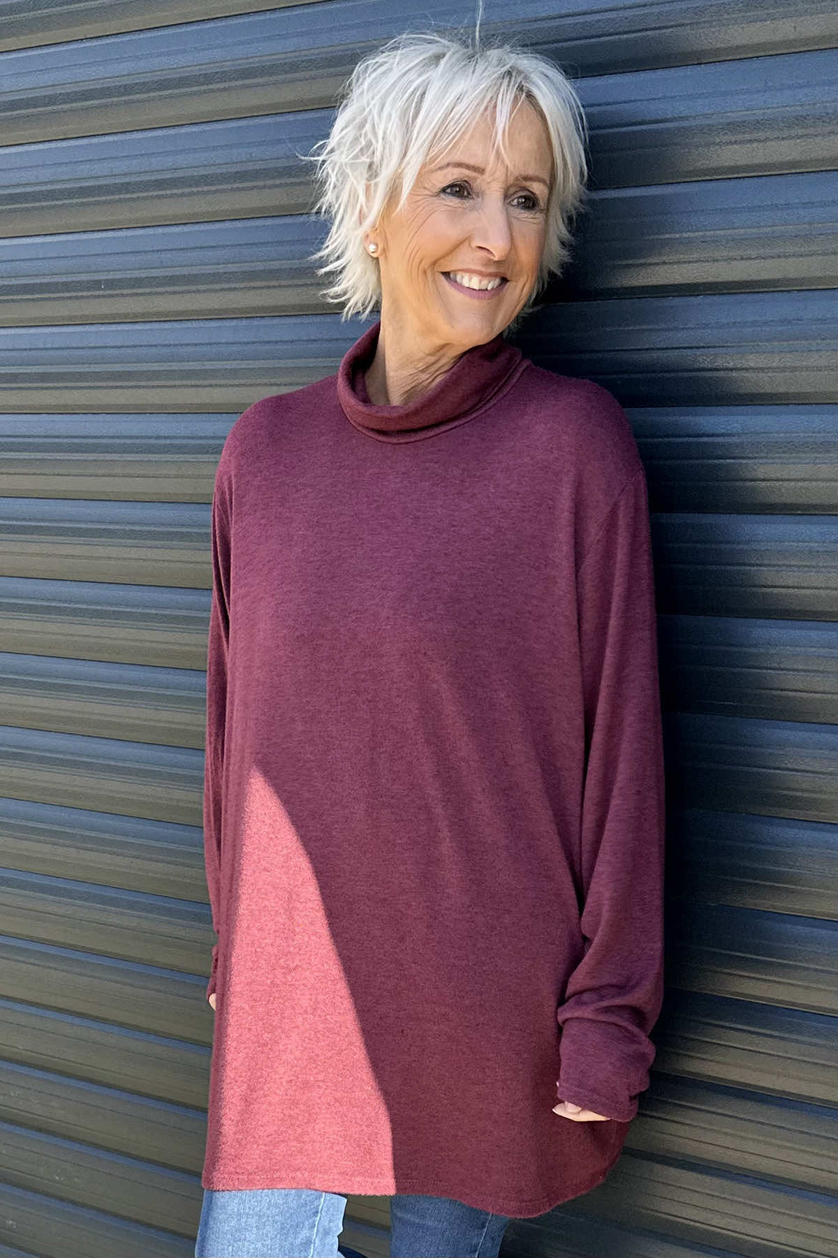 Lillian Polo Neck Jumper Wine