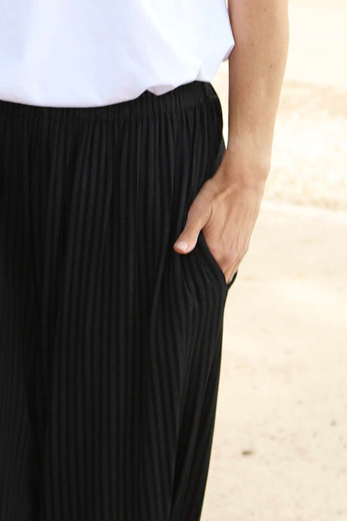 Jacinda Stripe Cotton Trousers Black/Black - Image 3
