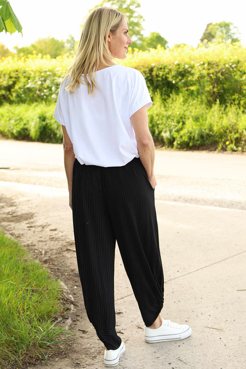 Jacinda Stripe Cotton Trousers Black/Black - Image 4