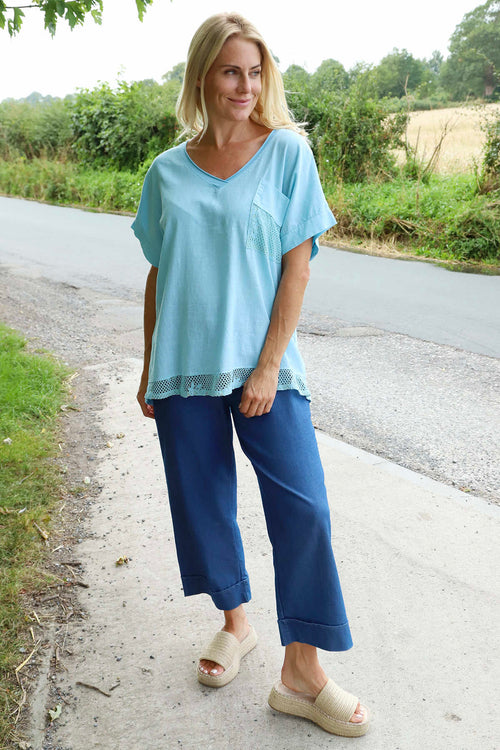 Vera Pocket Linen Top Light Blue - Image 2