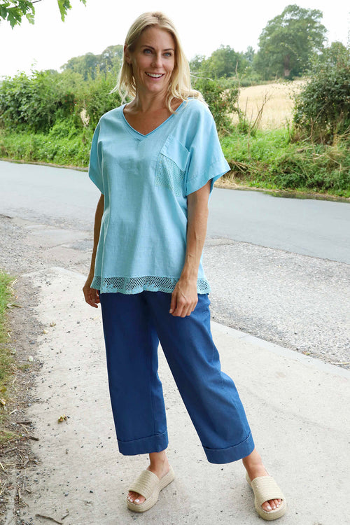 Vera Pocket Linen Top Light Blue - Image 3