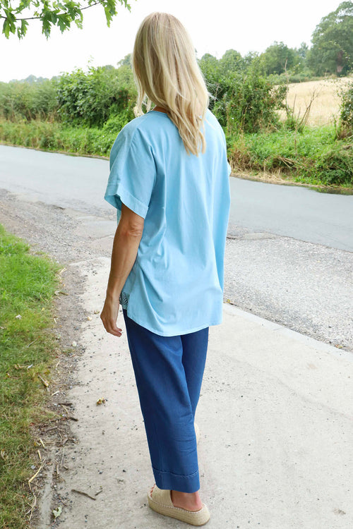 Vera Pocket Linen Top Light Blue - Image 4