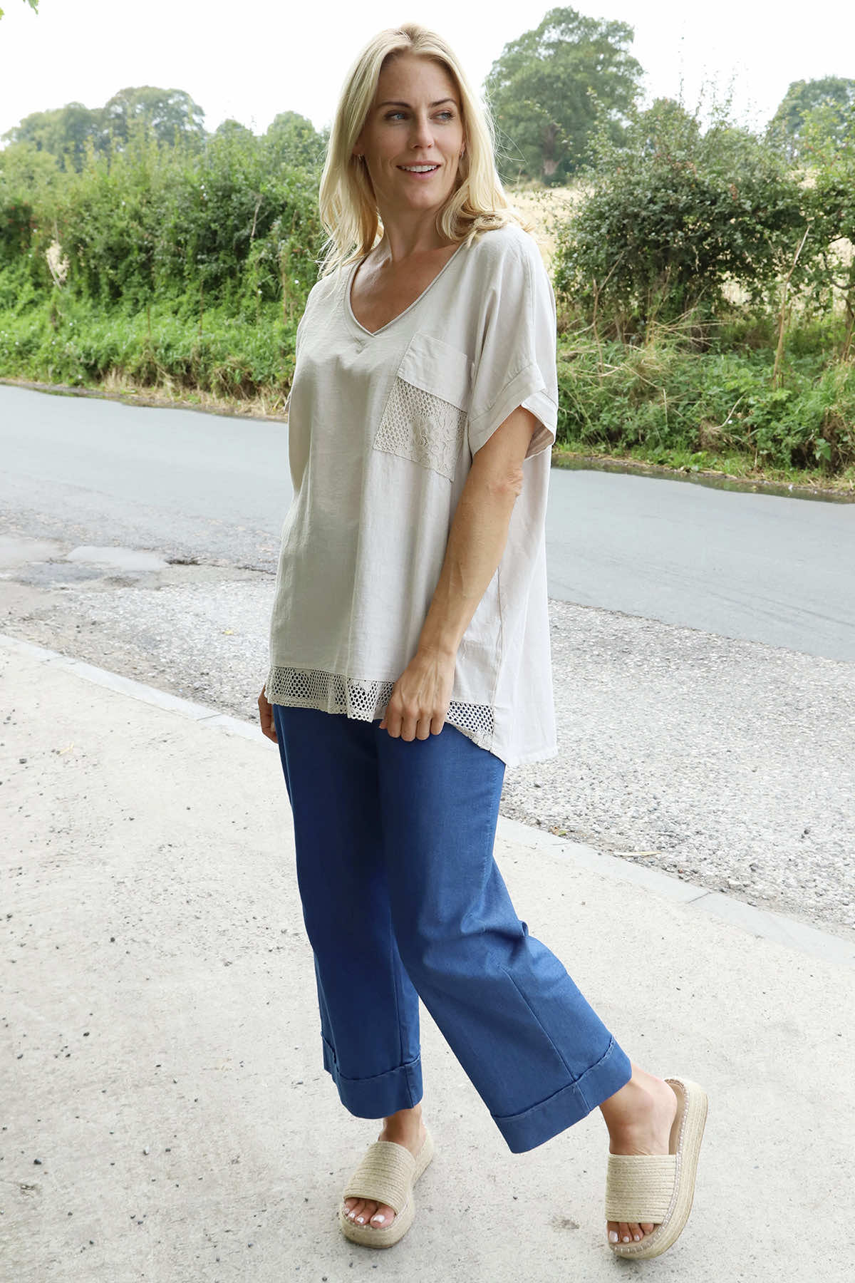 Vera Pocket Linen Top Stone