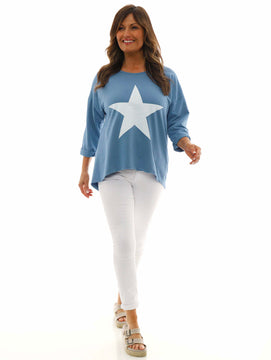 Sports Sweat Star Top Blue