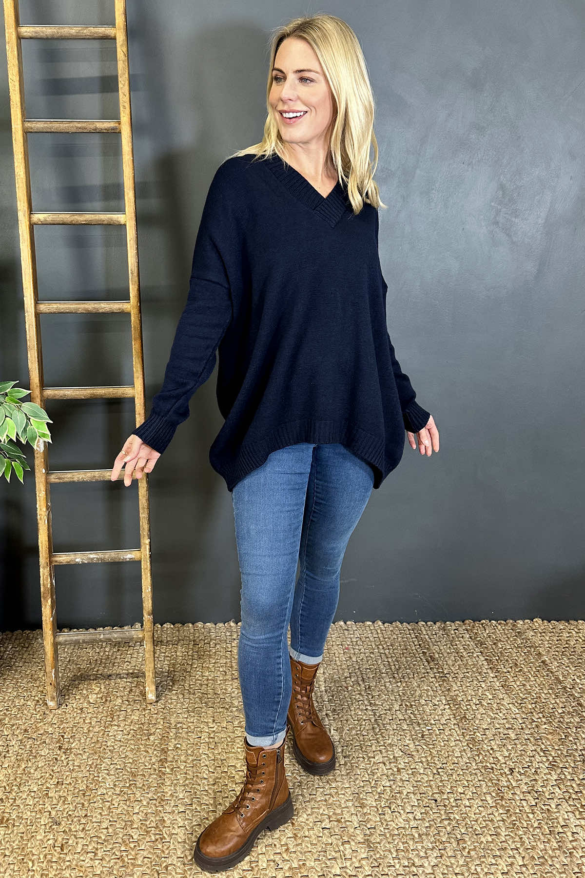 Charee V-Neck Jumper Navy