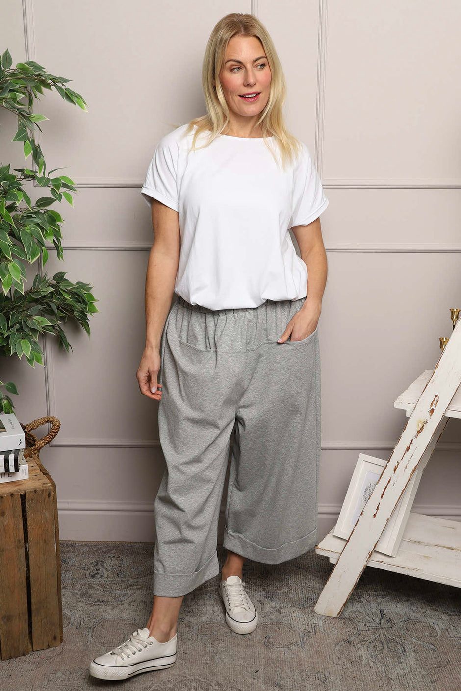 Jaye Pocket Cotton Trousers Marl Grey