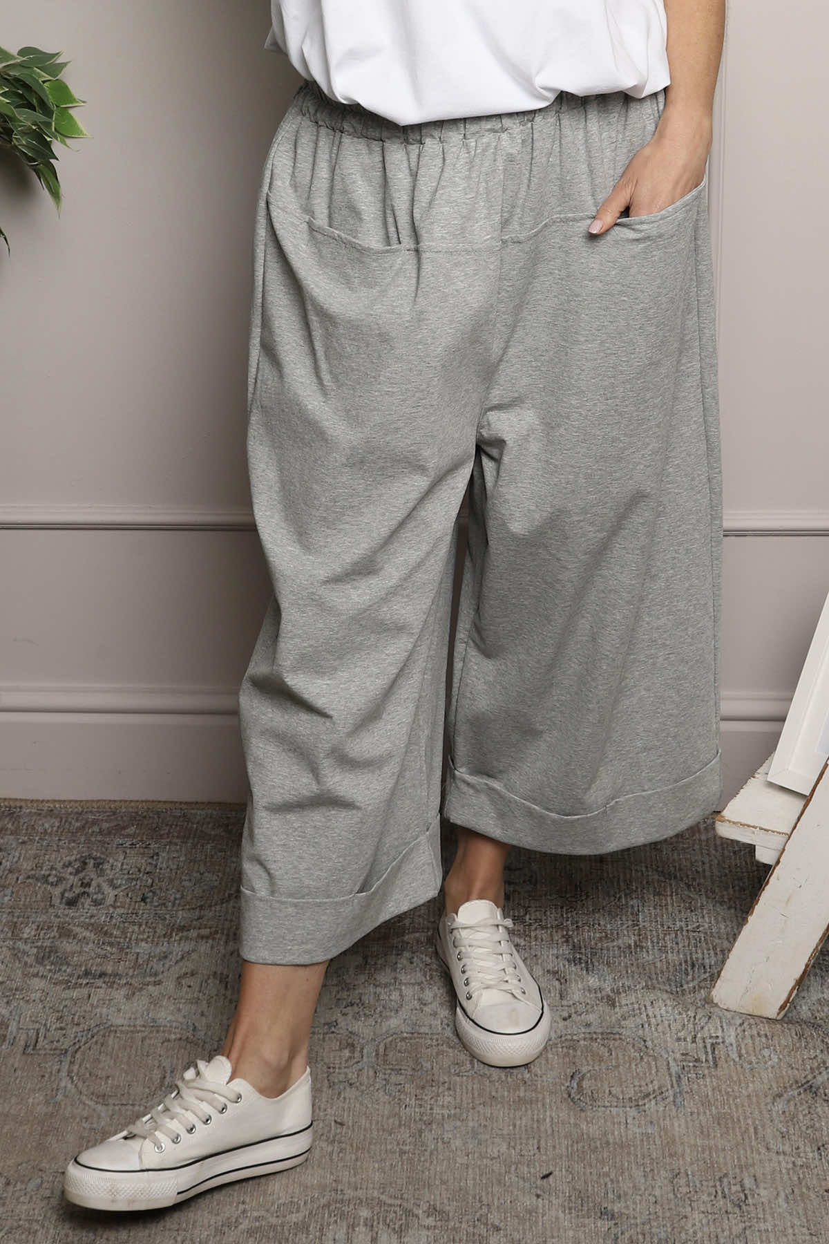 Jaye Pocket Cotton Trousers Marl Grey