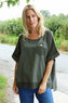 Kristiana Crochet Detail Linen Top Dark Khaki