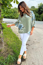 Alba Floral Print Top Khaki Khaki - Alba Floral Print Top Khaki