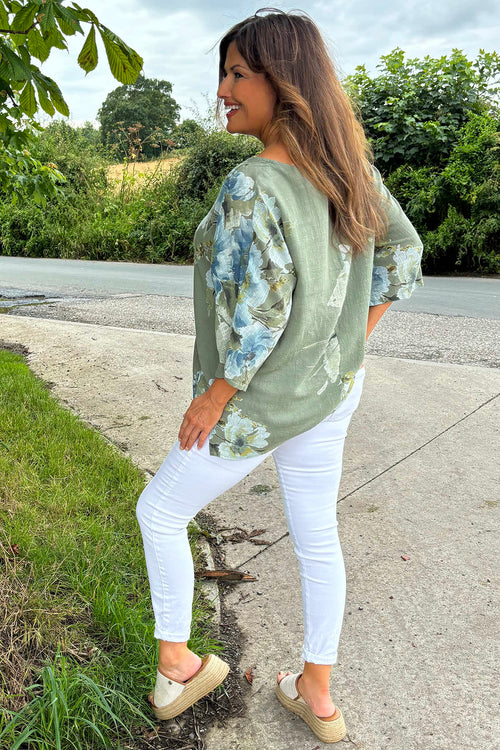 Alba Floral Print Top Khaki - Image 4