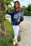 Alba Floral Print Top Navy