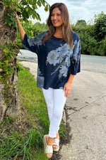 Alba Floral Print Top Navy Navy - Alba Floral Print Top Navy