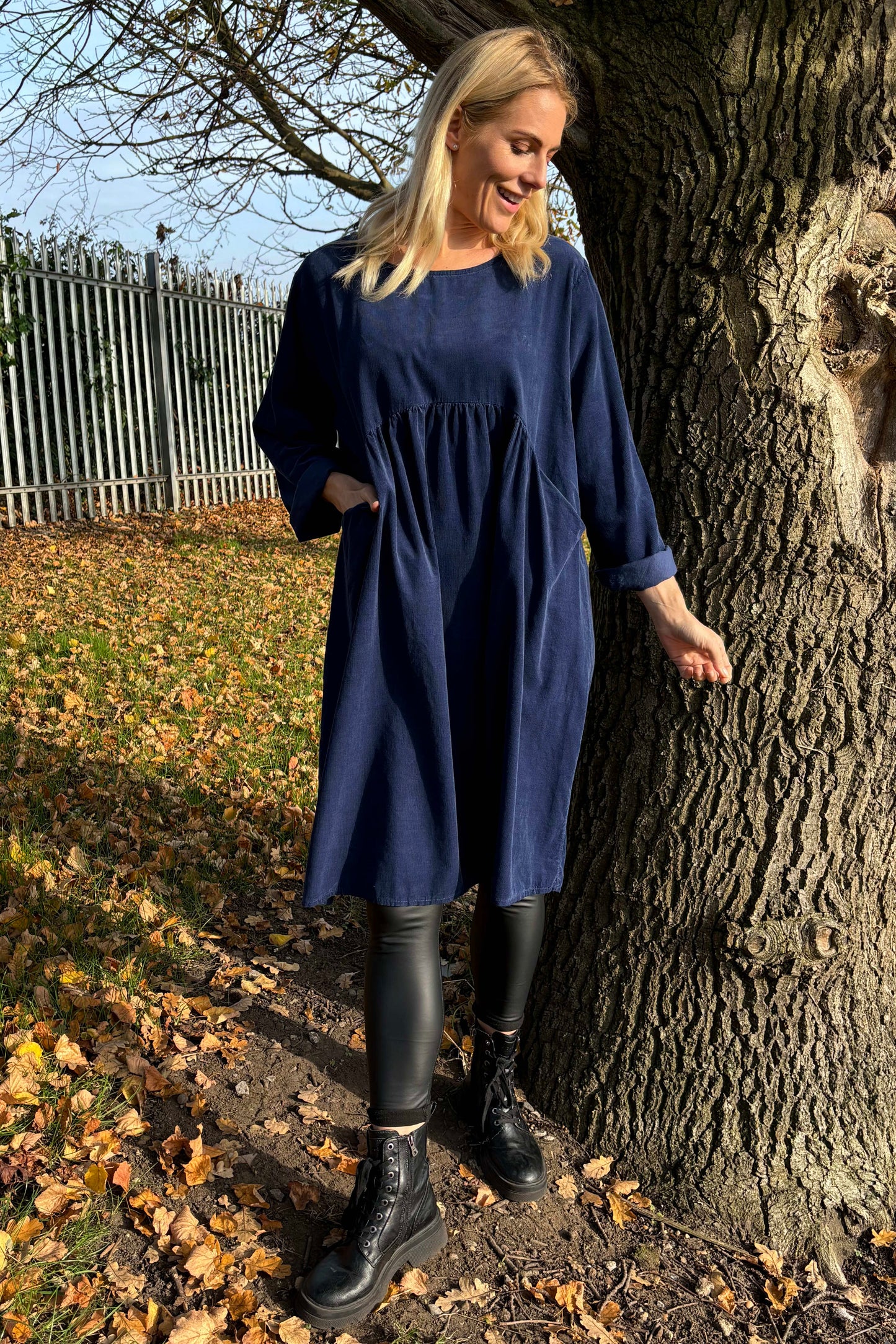 Joanna Needlecord Dress Navy