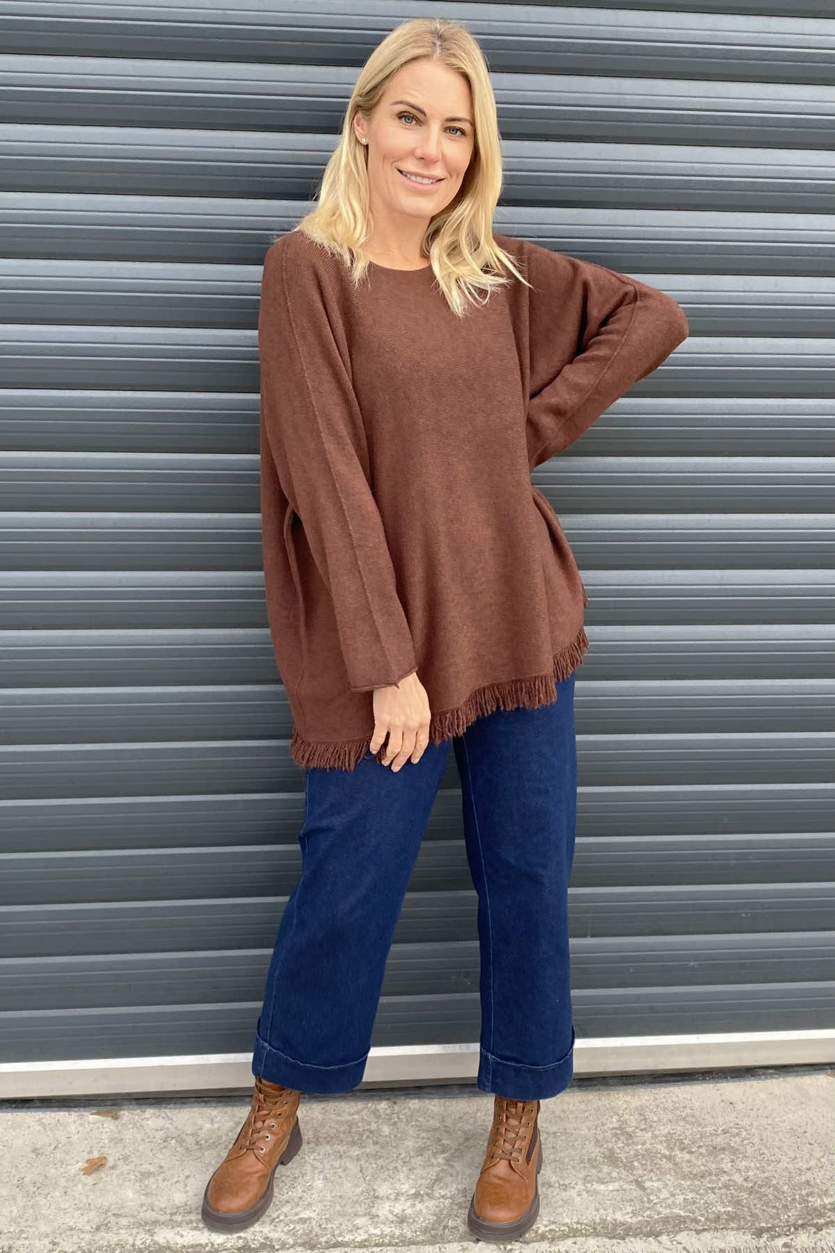 Sally Fringe Hem Jumper Cocoa