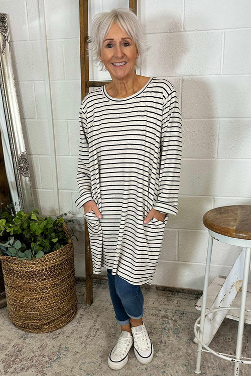 Unity Stripe Cotton Tunic Black - Image 1