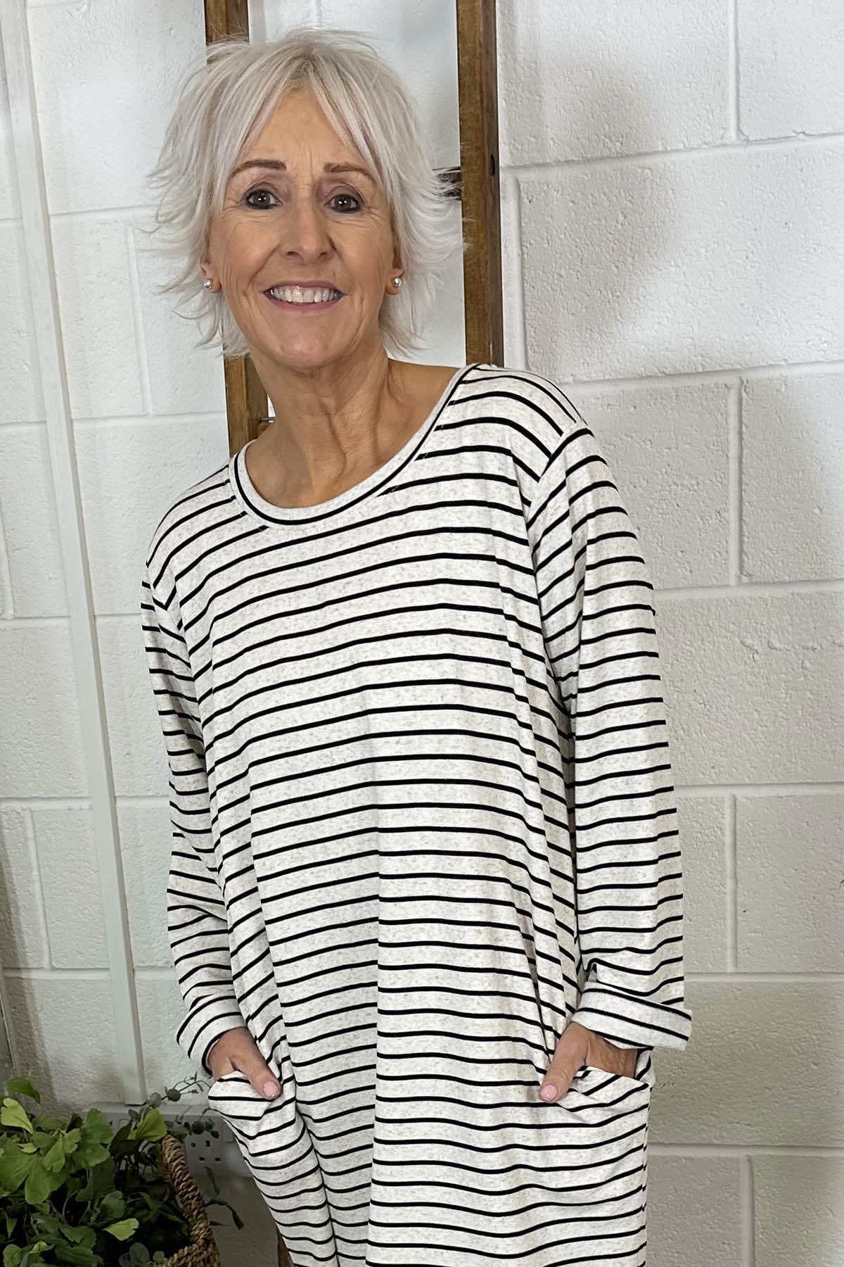 Unity Stripe Cotton Tunic Black