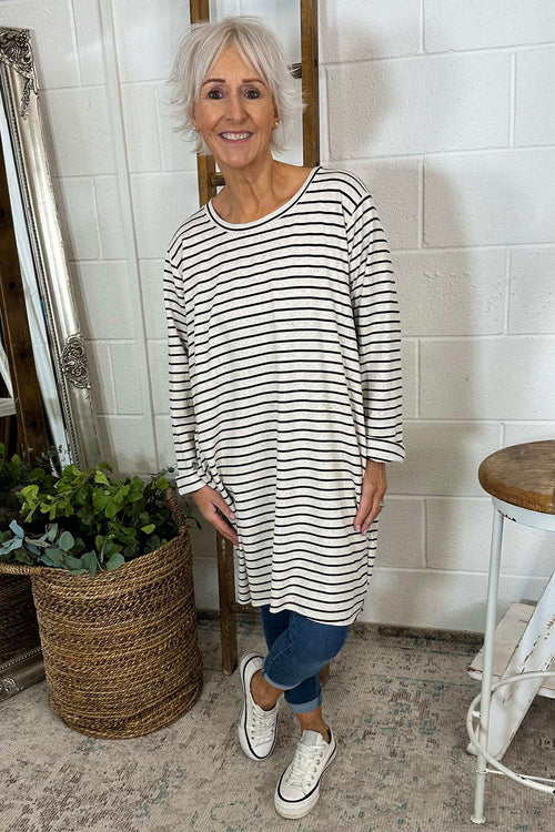 Unity Stripe Cotton Tunic Black - Image 3