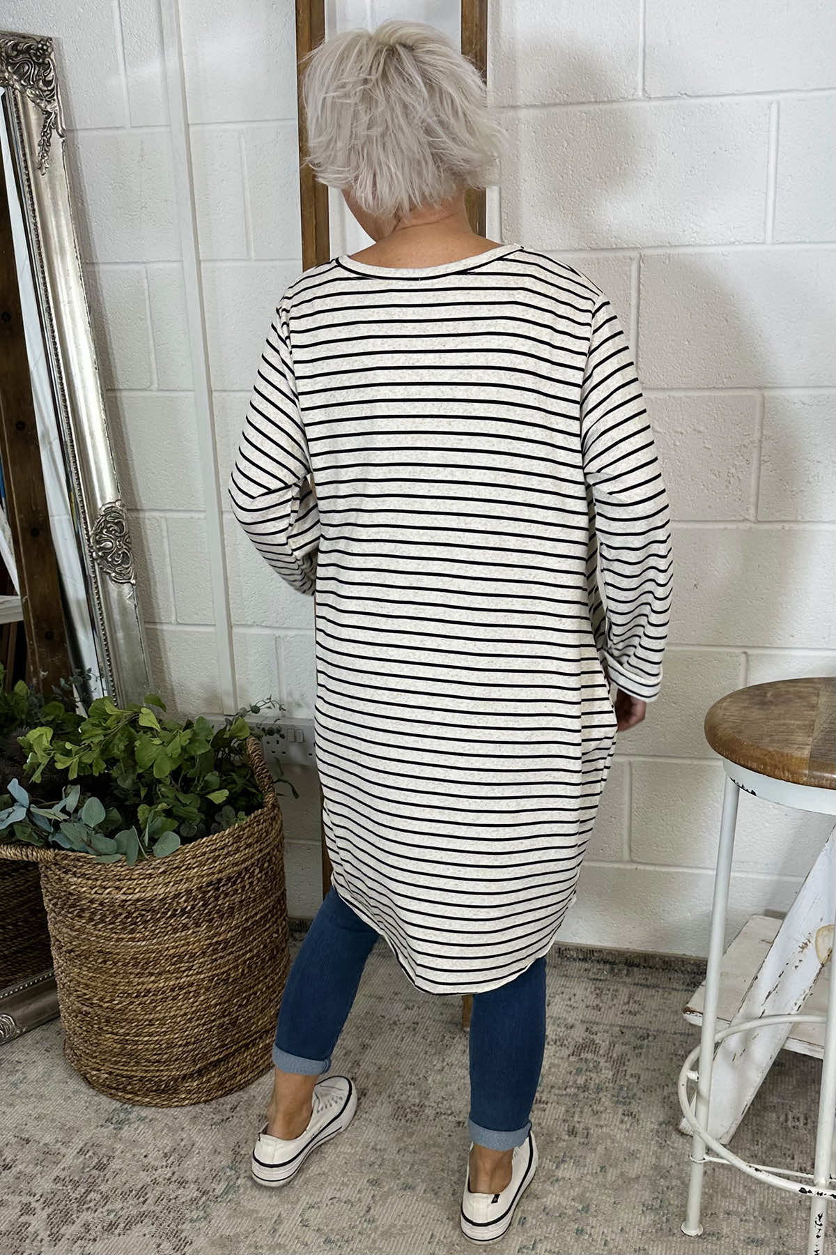 Unity Stripe Cotton Tunic Black